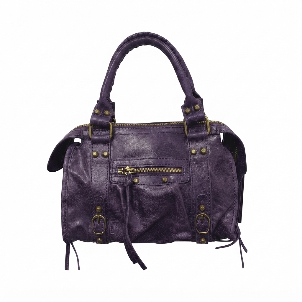 Mini Bag pelle viola graffiata