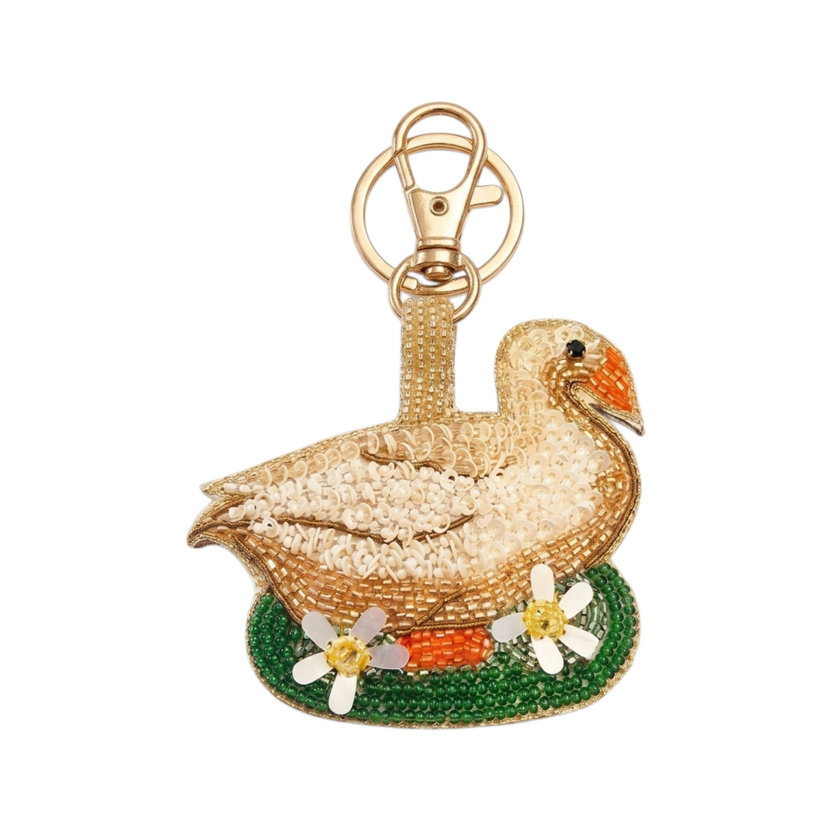 Bag Charm ricamato Oca nel prato