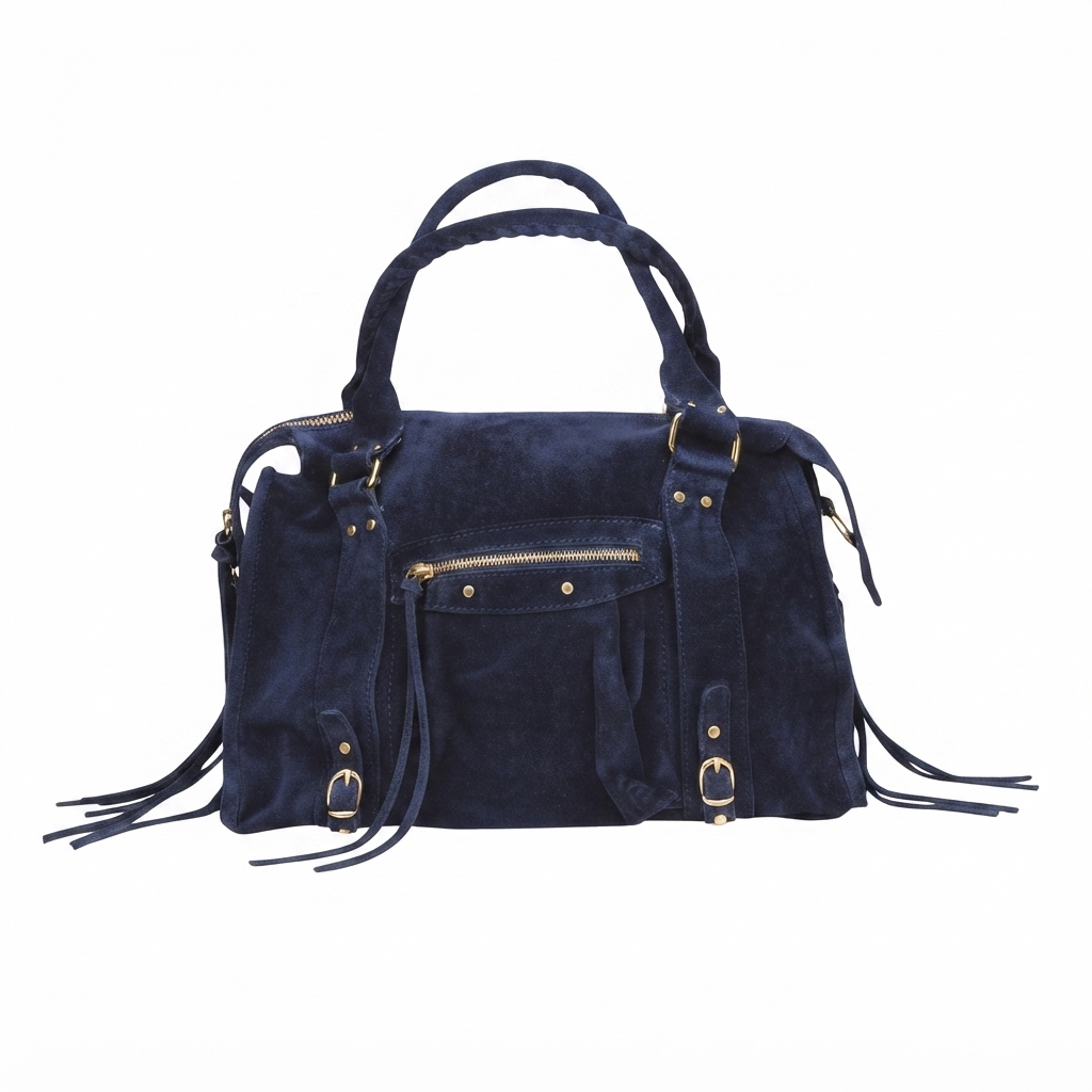 Borsa Maxi Bag pelle scamosciata blu notte