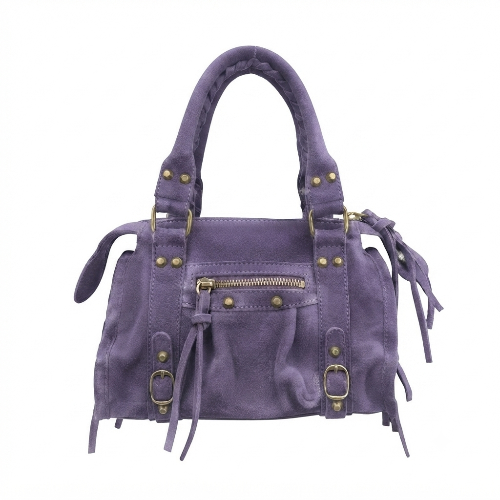 Borsa Mini Bag pelle scamosciata viola