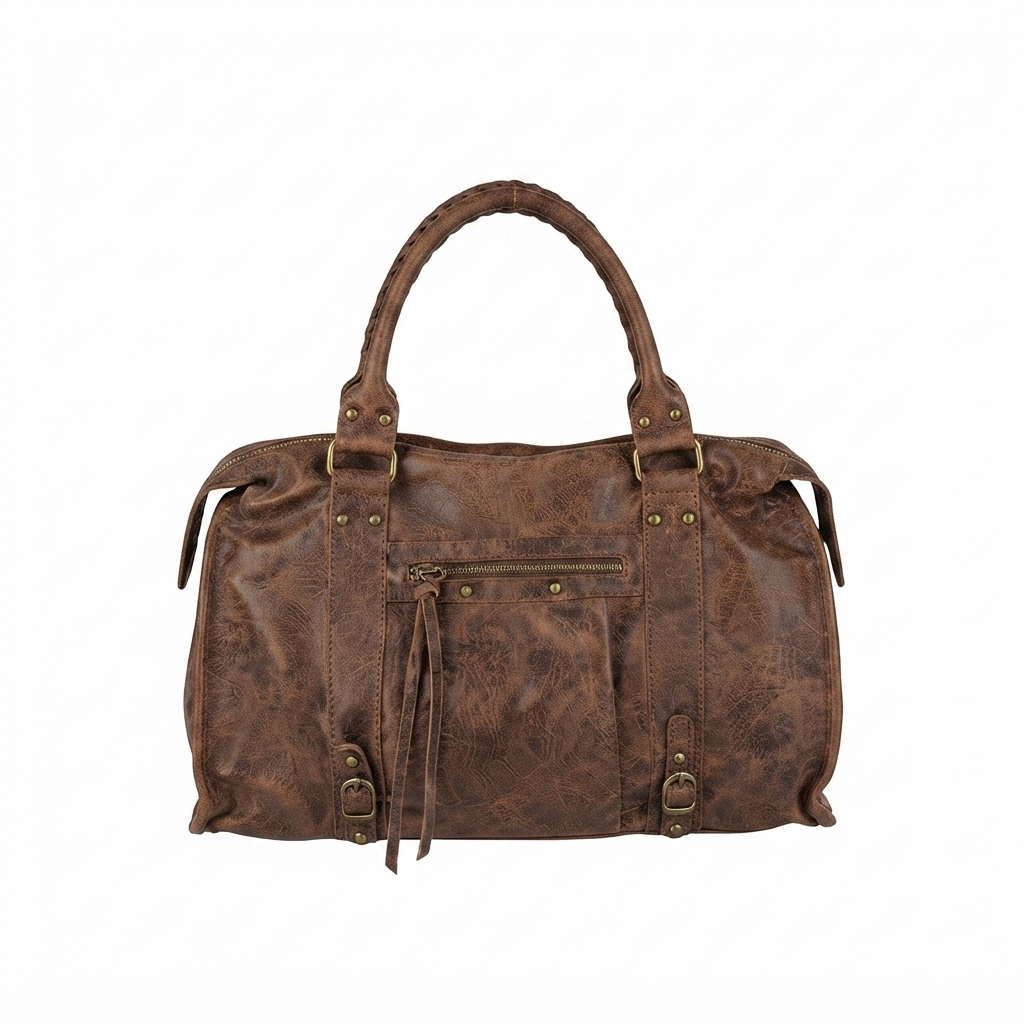Borsa Maxi Bag pelle graffiata marrone