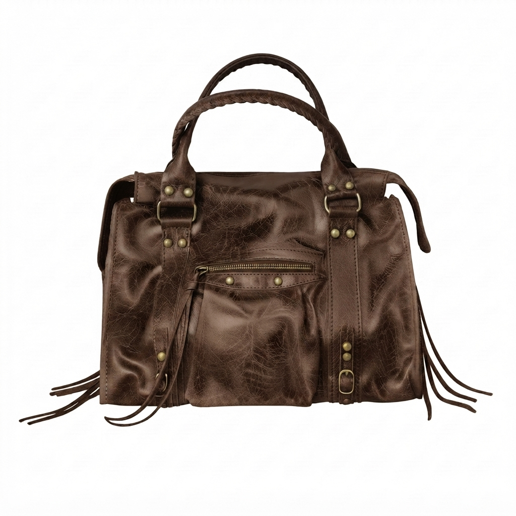 Borsa Maxi Bag pelle graffiata testa di moro