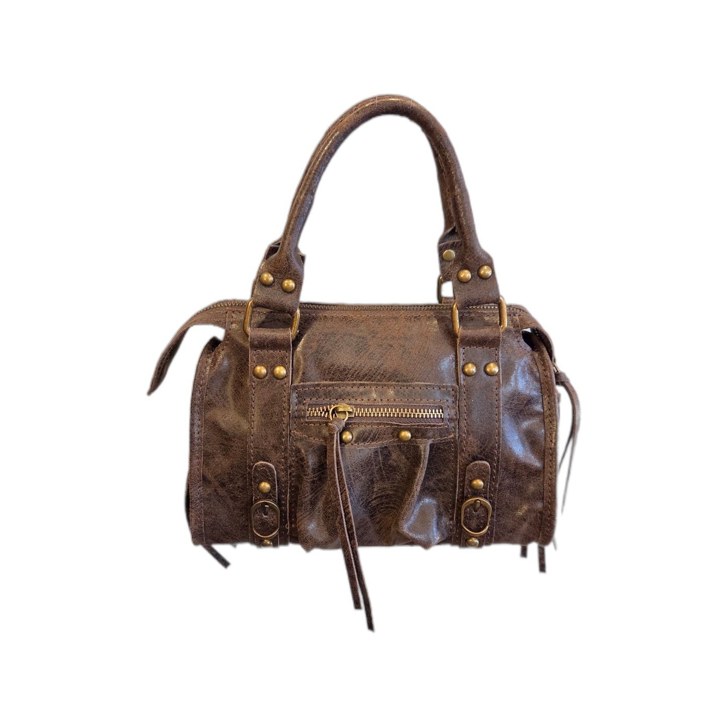 Mini Bag pelle testa di moro graffiata