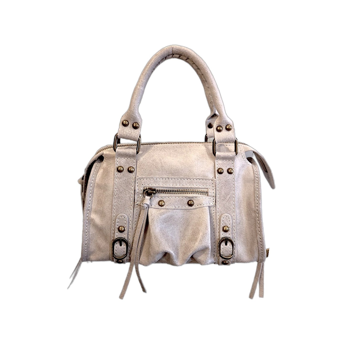 Mini Bag pelle graffiata bianco