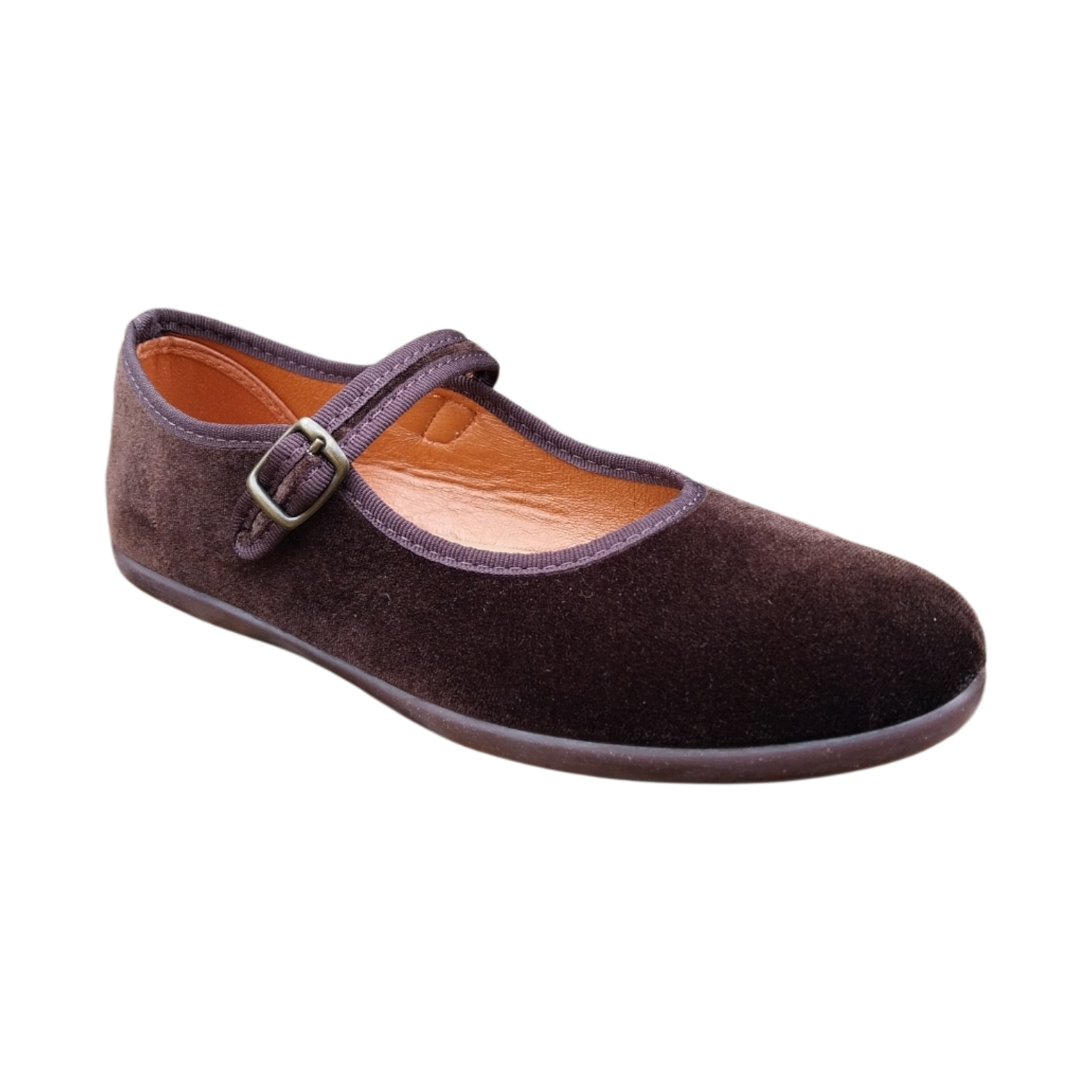 Ballerine di velluto marrone
