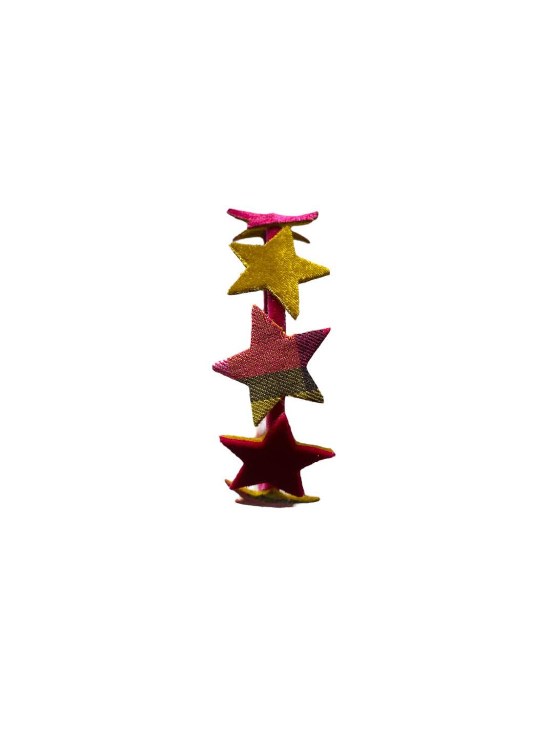 Cerchietto in velluto fucsia con decorazione a stelle