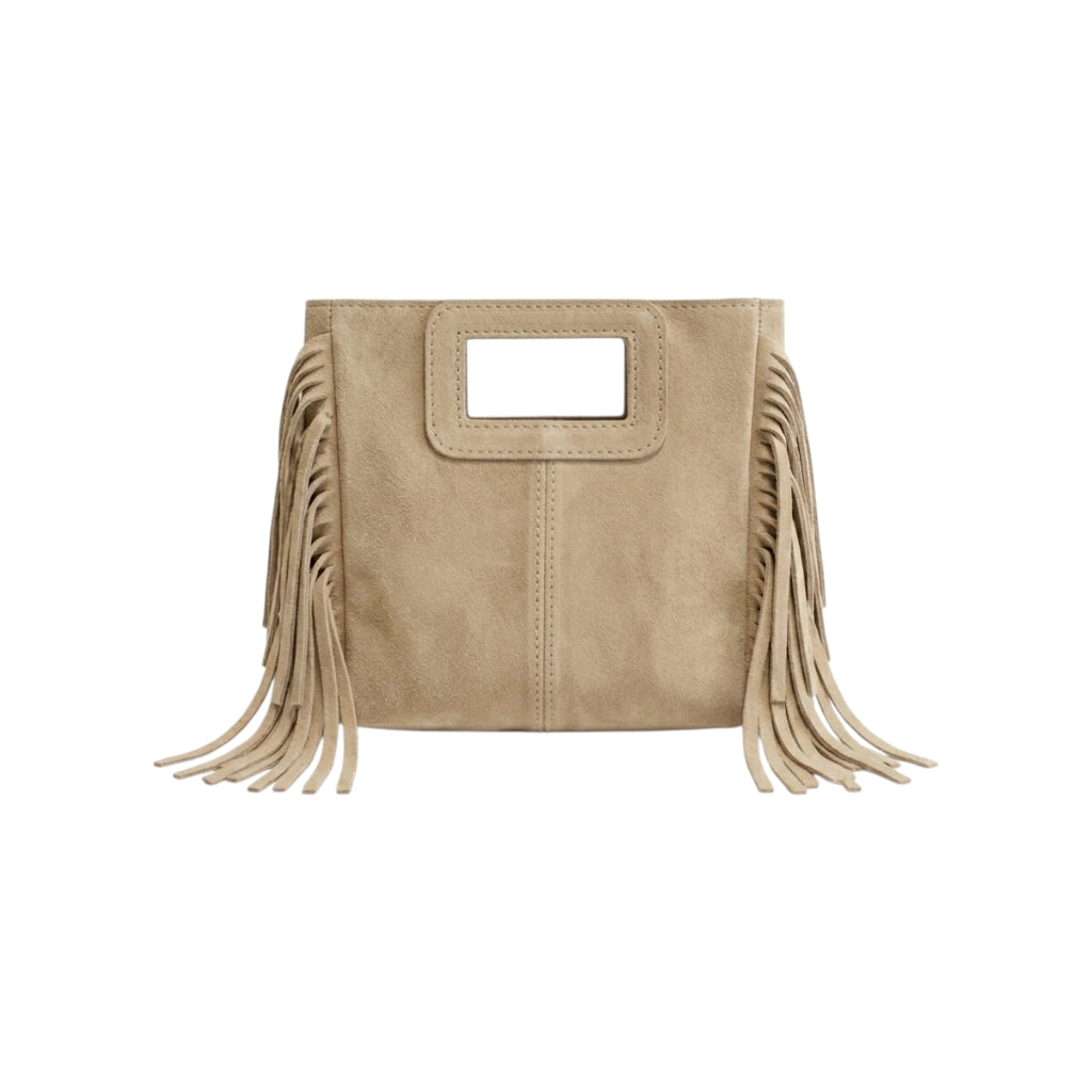 Borsa mini Suede con frange beige