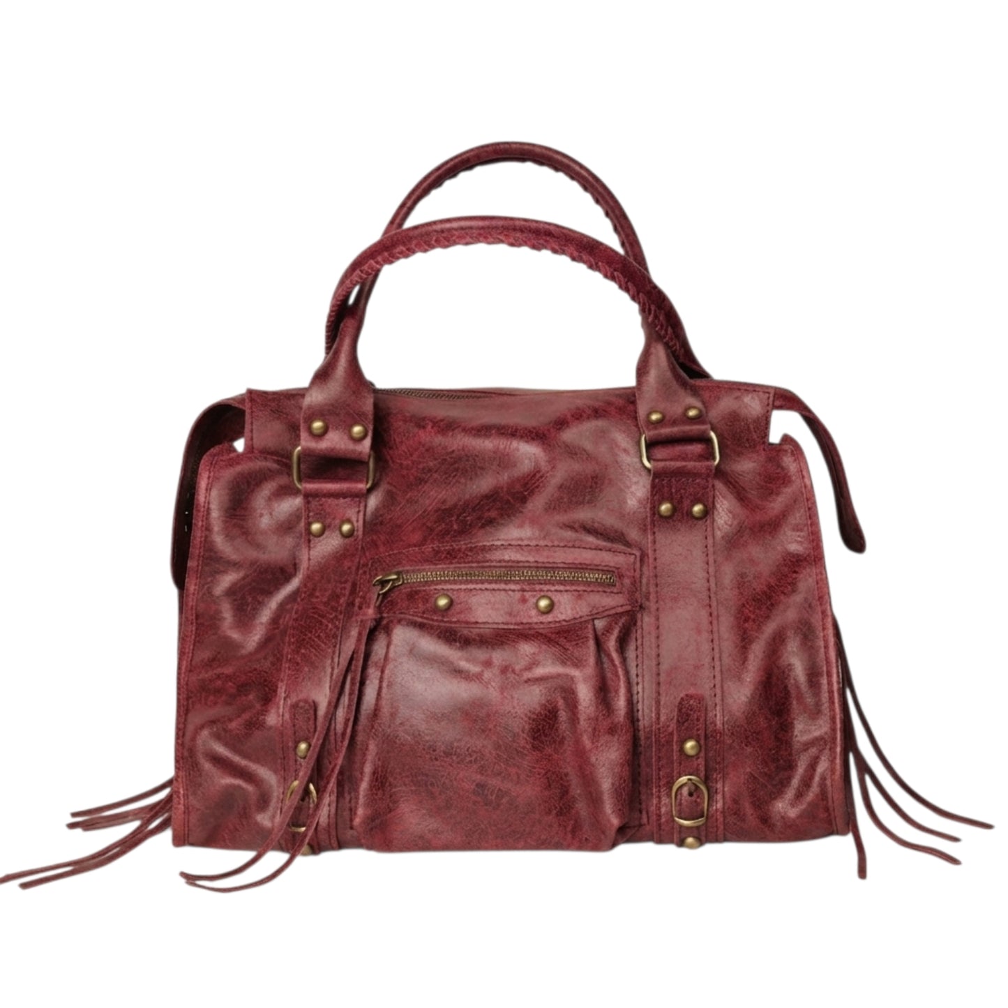 Borsa Maxi Bag pelle graffiata bordeaux