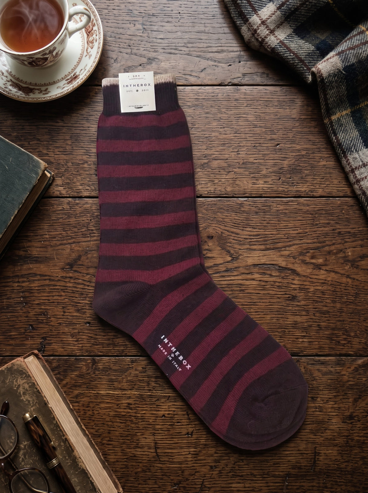 Calze corte Stripe Cachemire bordeaux rosso