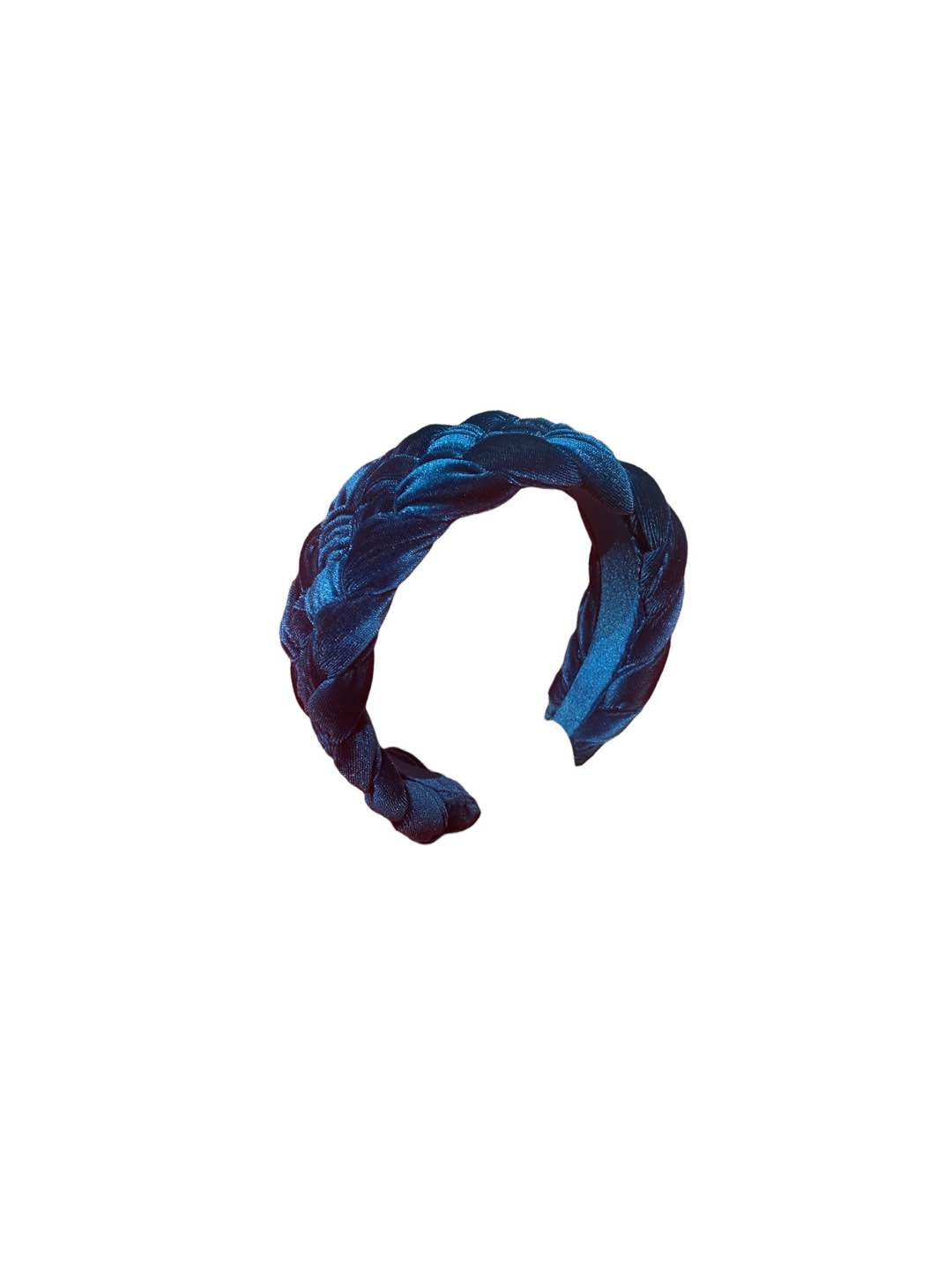 Cerchietto in velluto a treccia blu