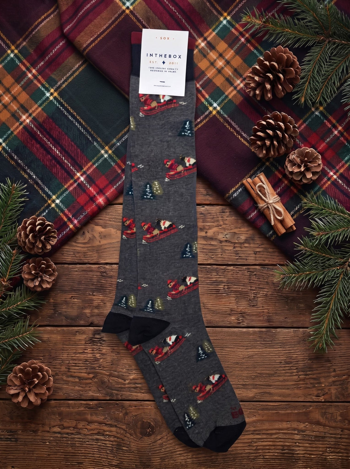 Calze lunghe Dogs Christmas ride grigio