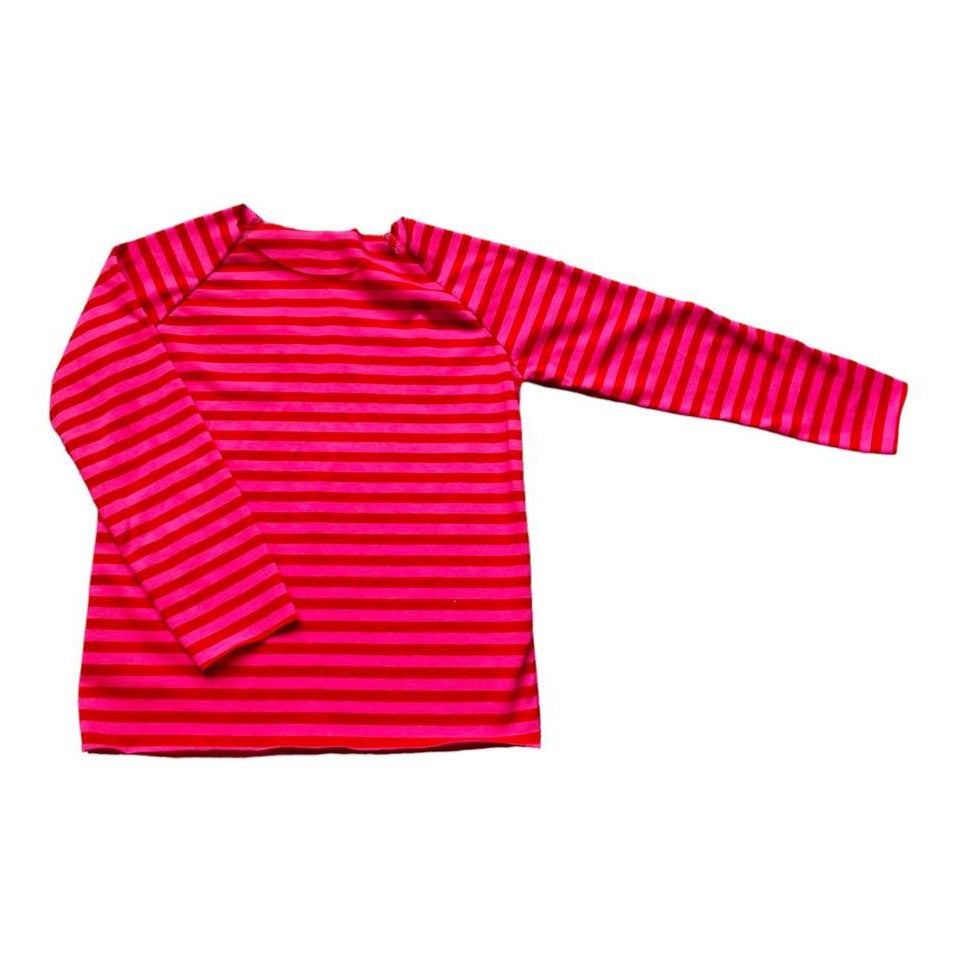 Maglia da donna a righe rosse/fucsia