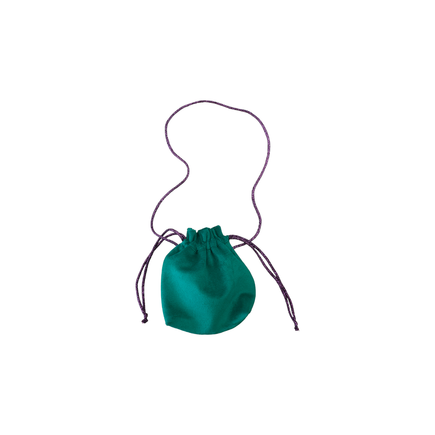 Borsetta in velluto a costine verde con cordino di colori assortiti