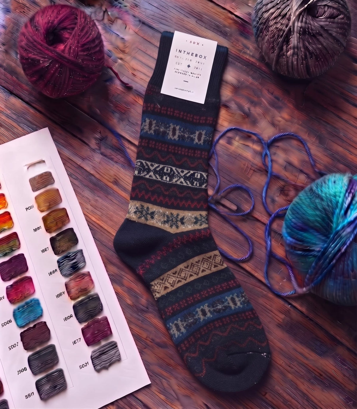 Calze corte Jacquard blu multicolor