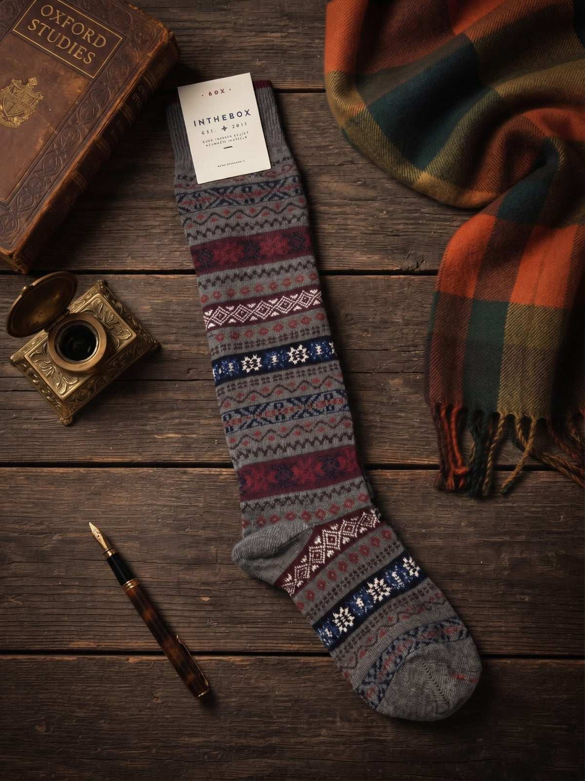 Calze lunghe Jacquard grigio multicolor