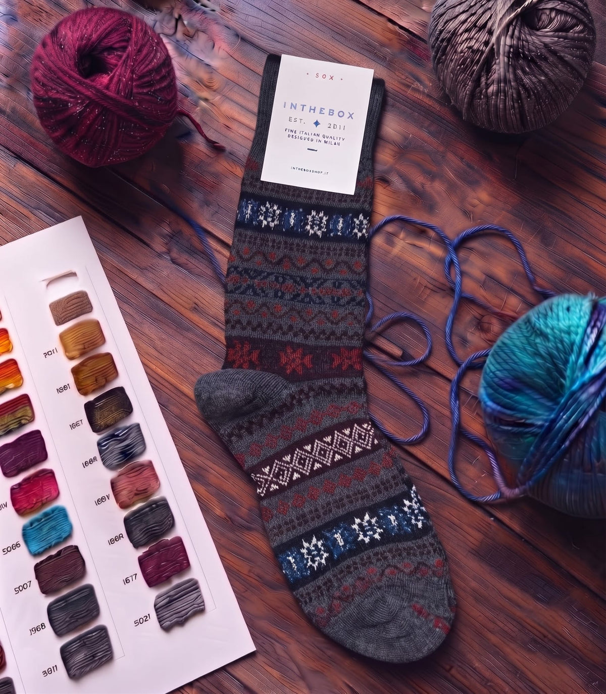 Calze corte Jacquard grigio multicolor