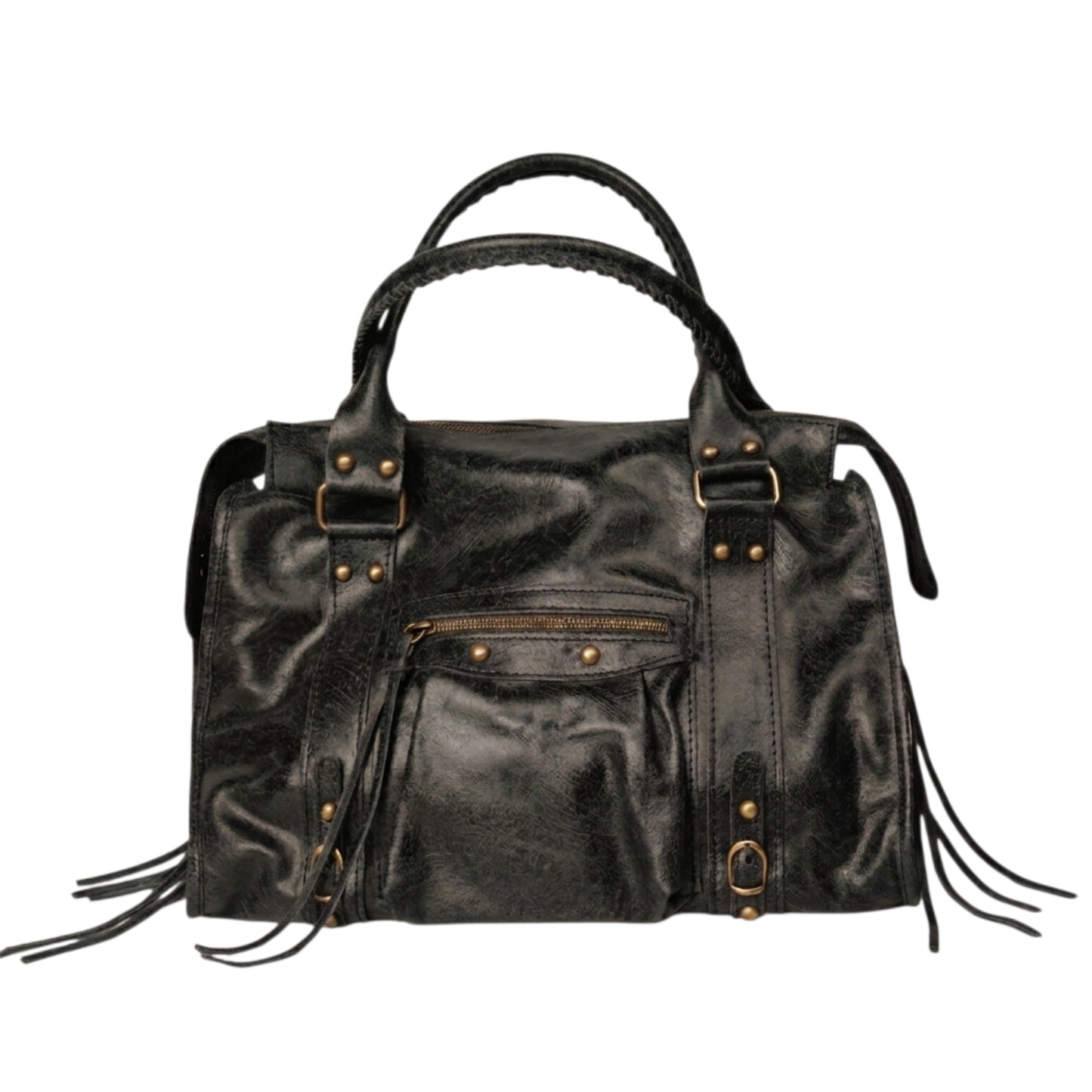 Borsa Maxi Bag pelle graffiata nera