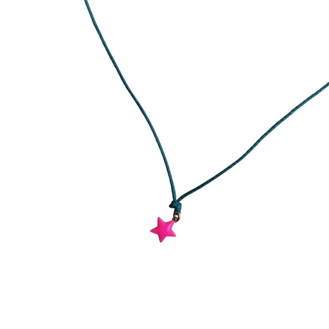 Collana Star cordino cerato + ciondolo smaltato - Personalizzabile