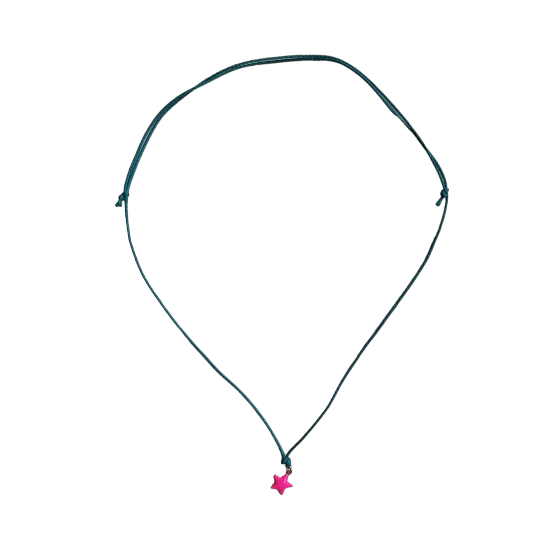 Collana Star cordino cerato + ciondolo smaltato - Personalizzabile