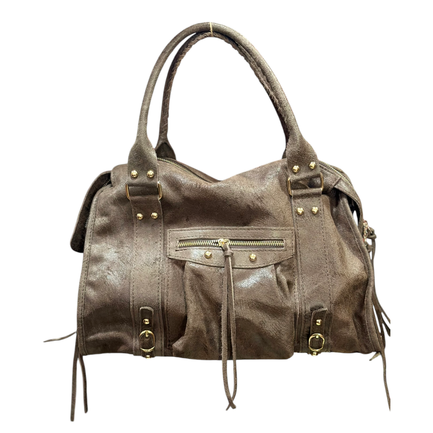 Borsa Maxi Bag pelle graffiata taupe