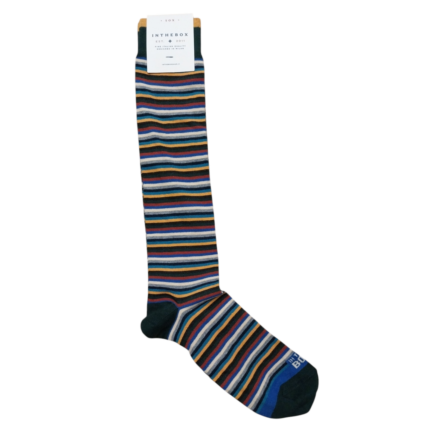 Calze lunghe righe verdi classic multicolor