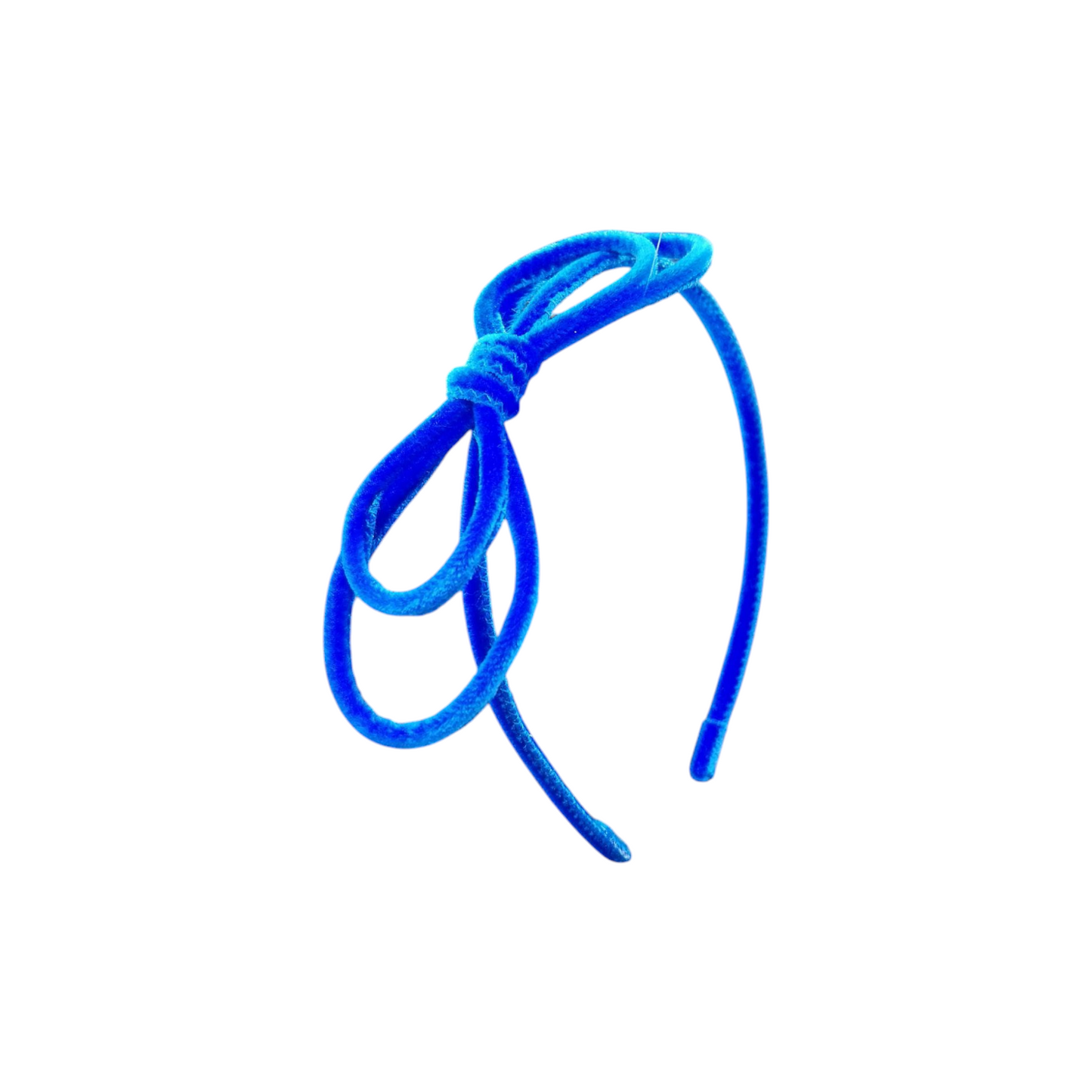 Cerchietto in velluto con fiocco bluette