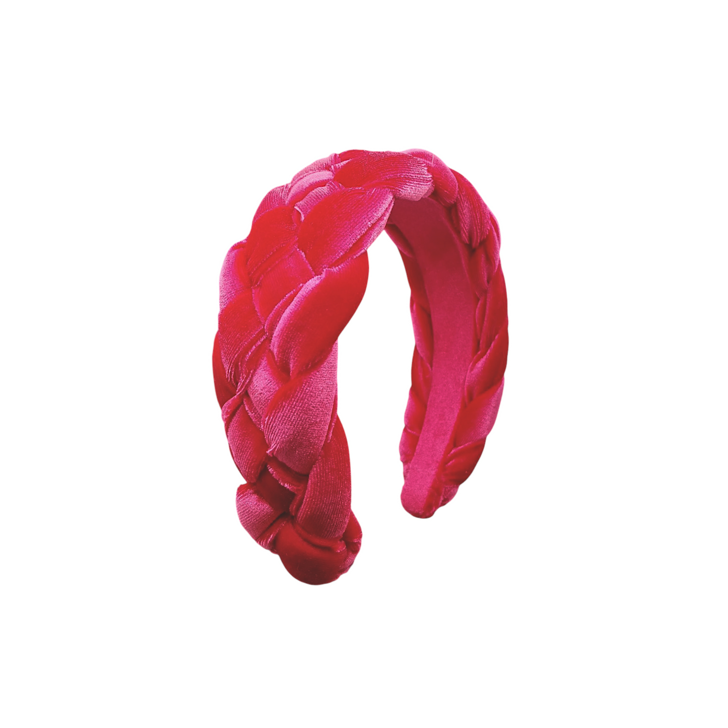 Cerchietto in velluto a treccia fucsia