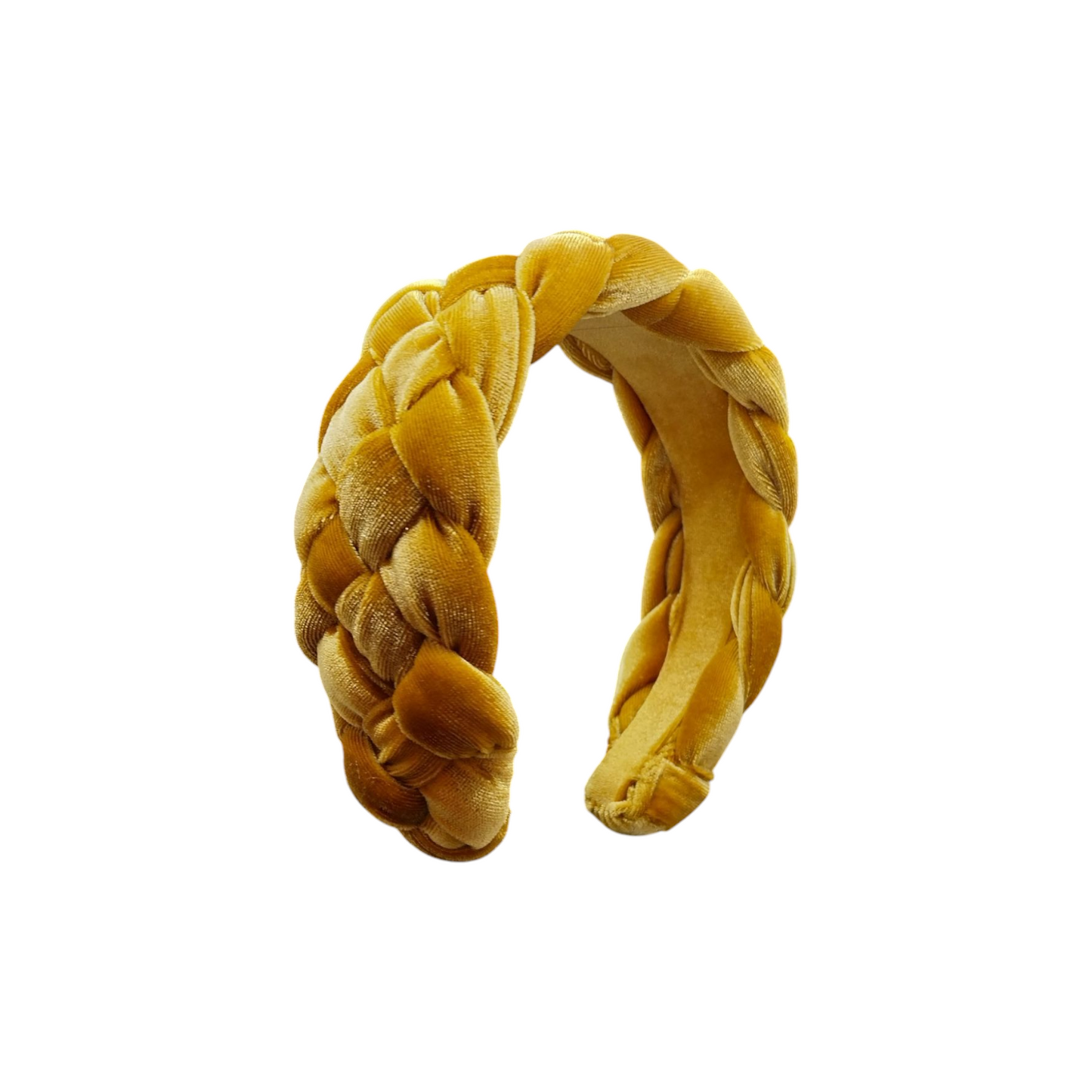 Cerchietto in velluto a treccia senape
