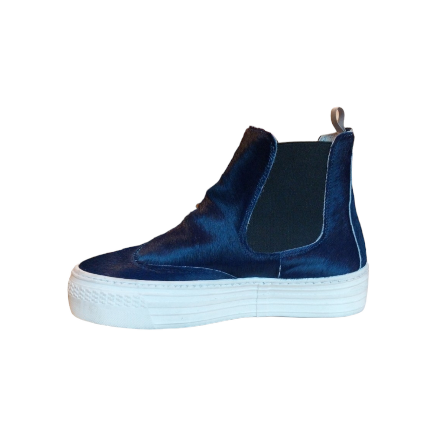 Stivaletto platform in cavallino blu