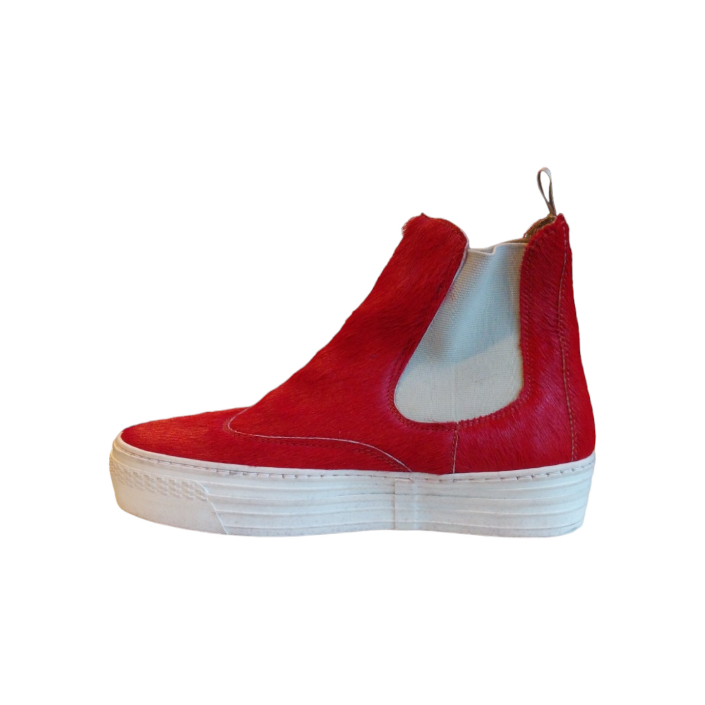 Stivaletto platform in cavallino rosso