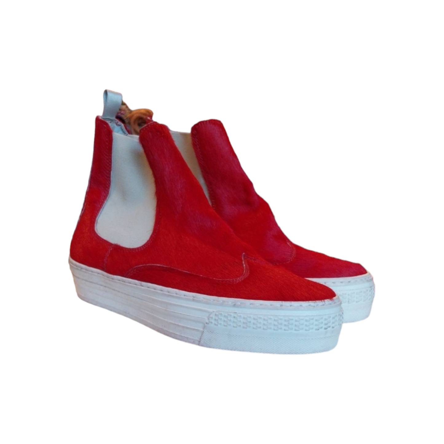 Stivaletto platform in cavallino rosso
