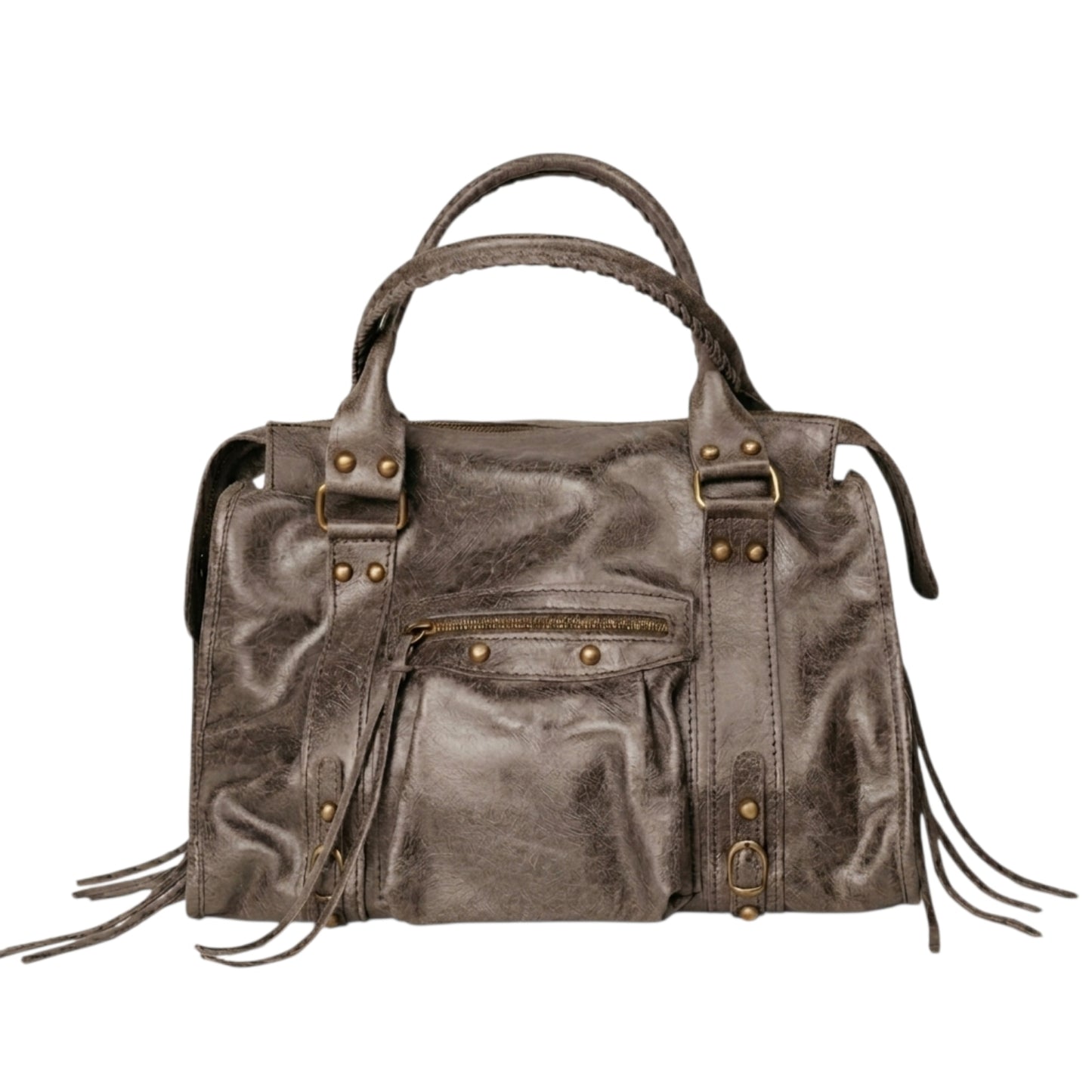 Borsa Maxi Bag pelle graffiata taupe