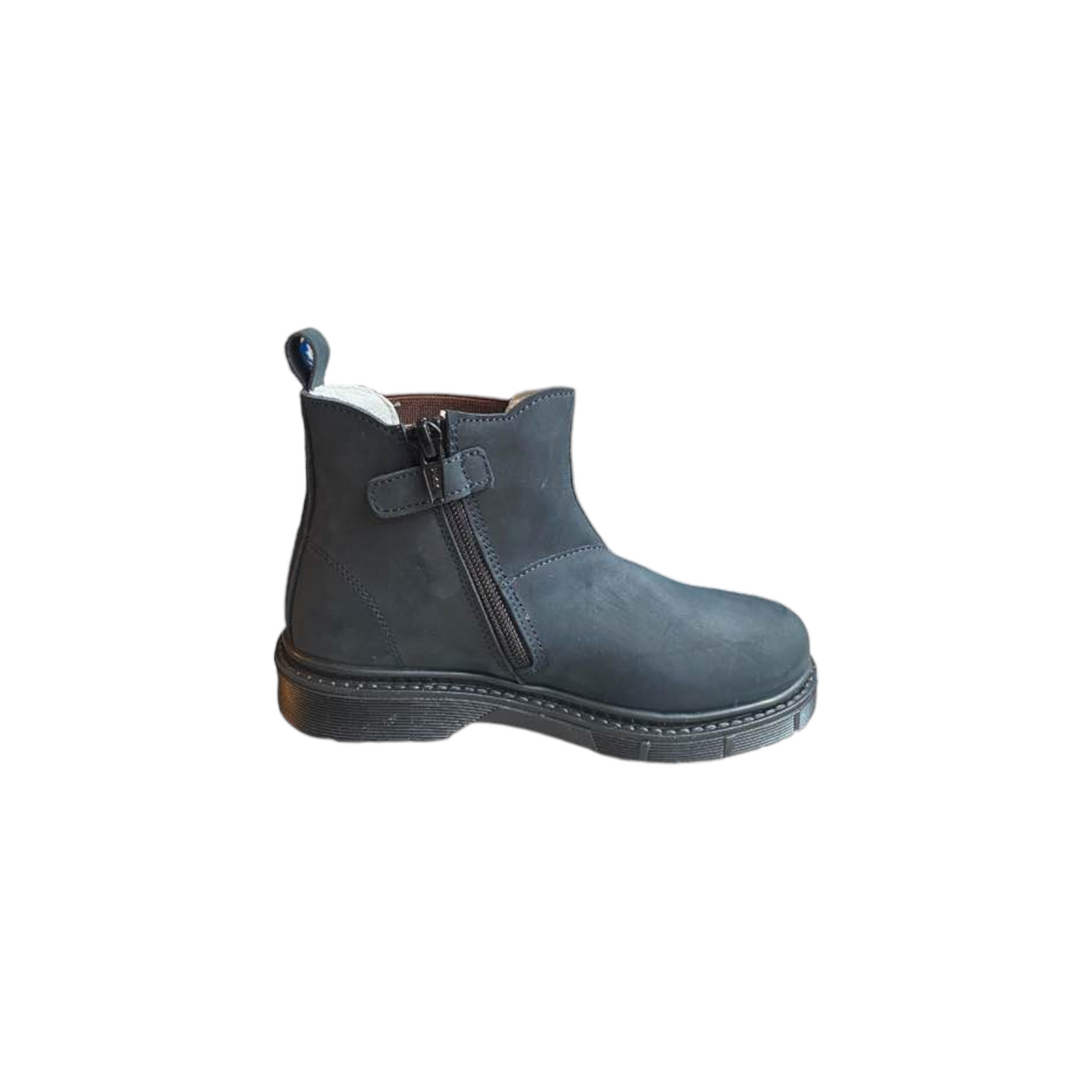 Polacchine nabuk blu con elastico bordeaux