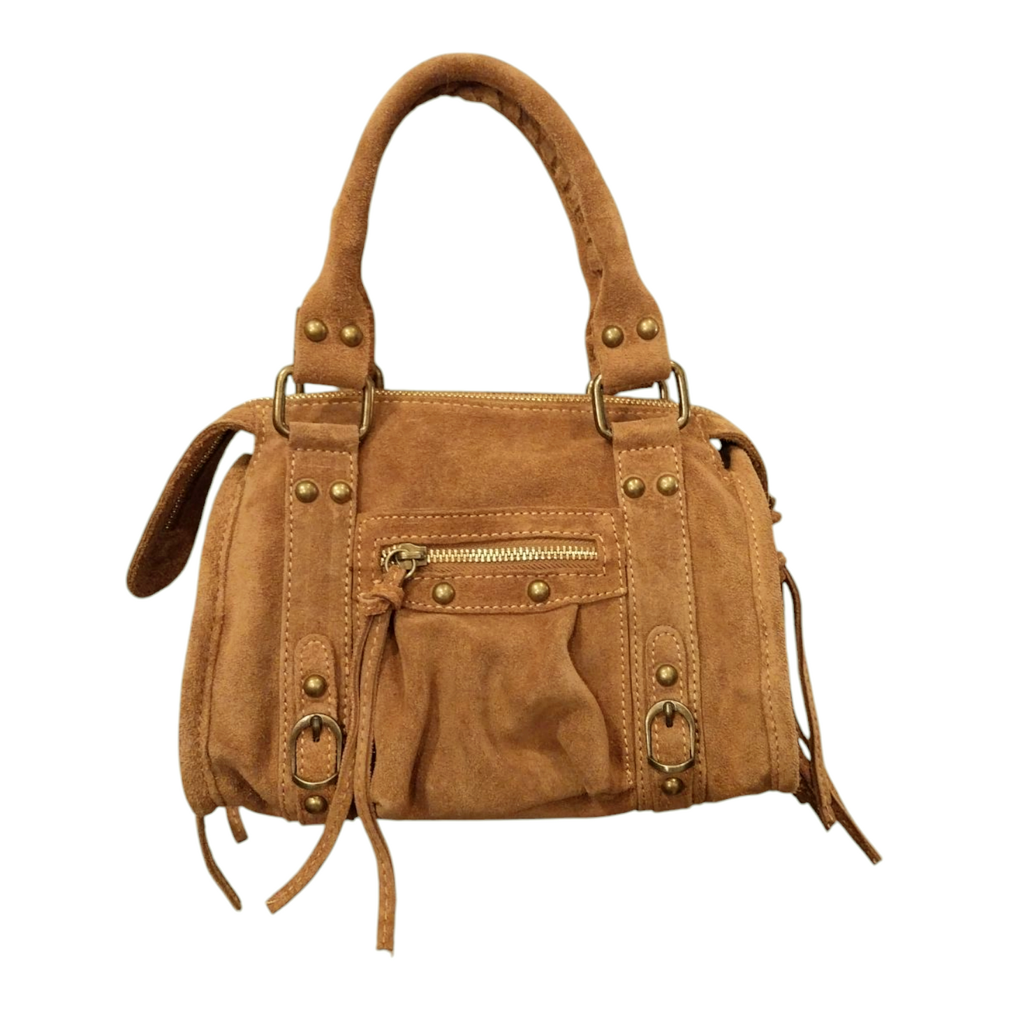 Borsa Mini Bag pelle scamosciata cognac