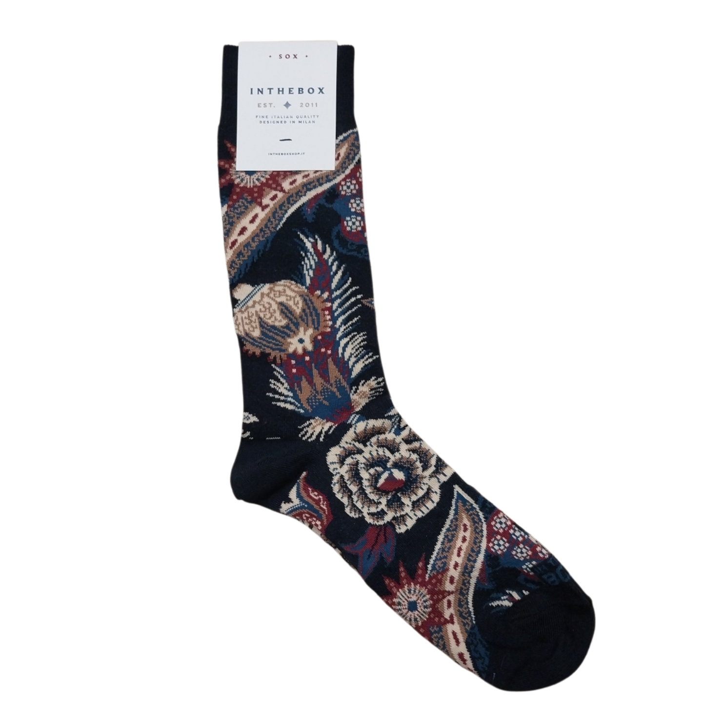 Calze in the box corte floreale Paisley blu