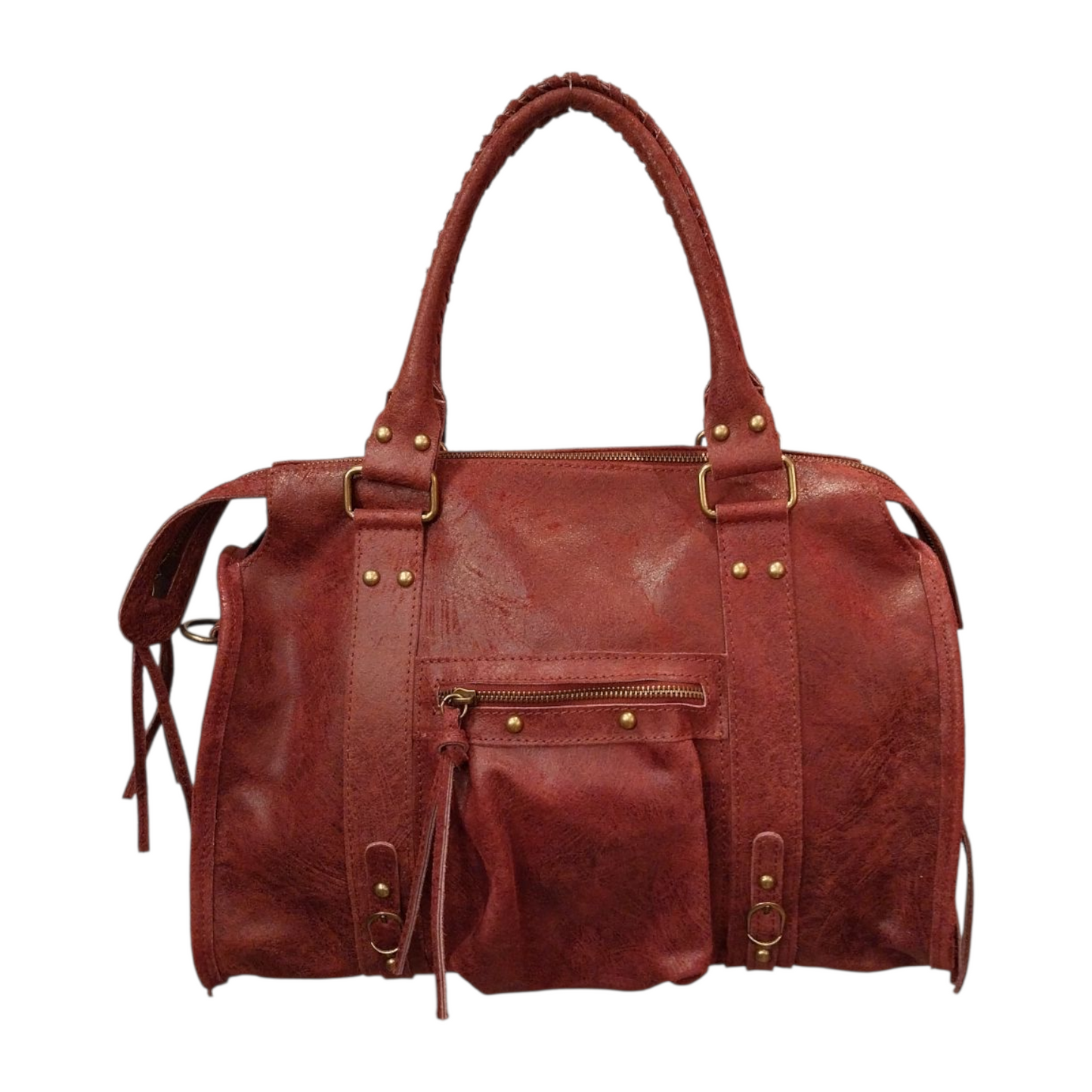 Borsa Maxi Bag pelle graffiata bordeaux