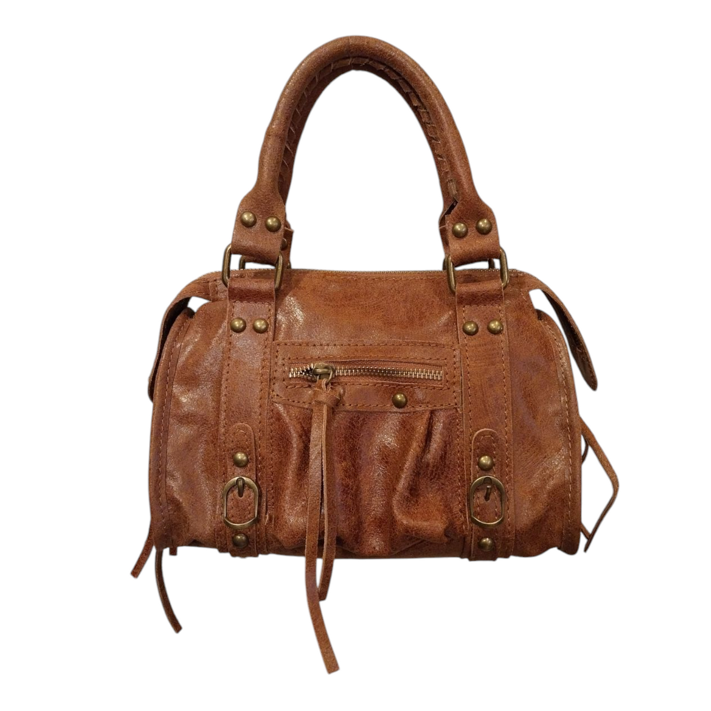 Borsa Mini Bag pelle graffiata bruciato