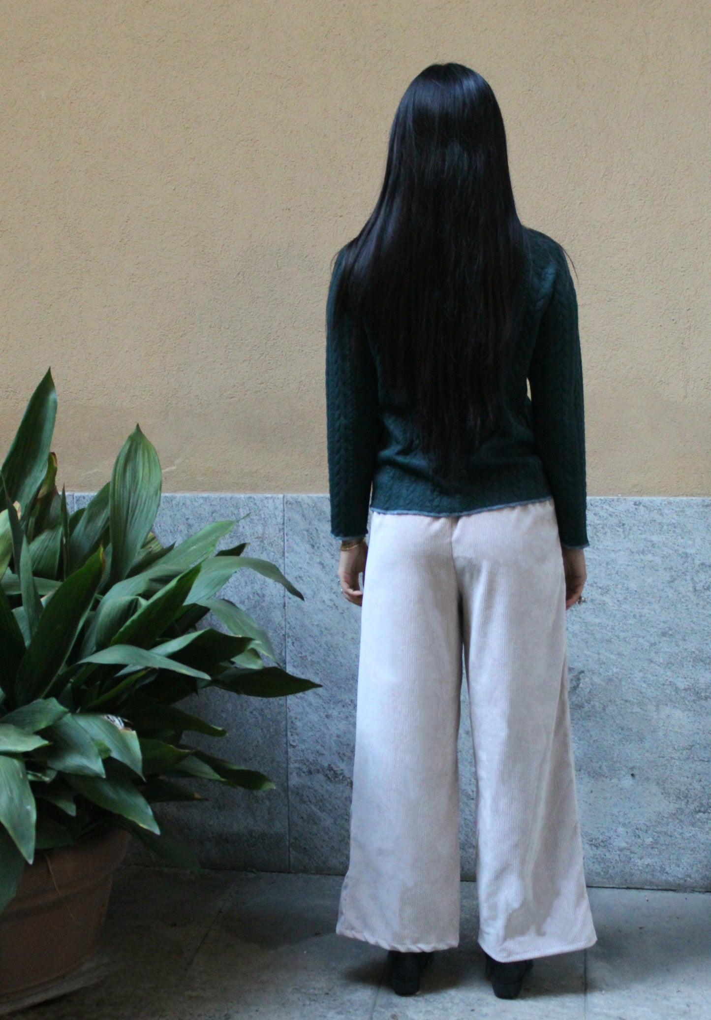 Felpa maniche lunghe treccia verdone