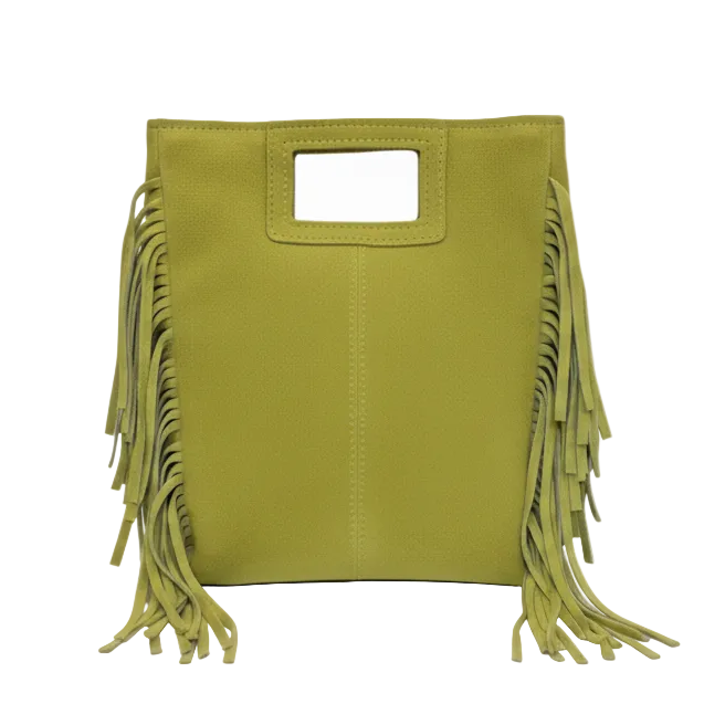Borsa Maxi Suede con frange lime