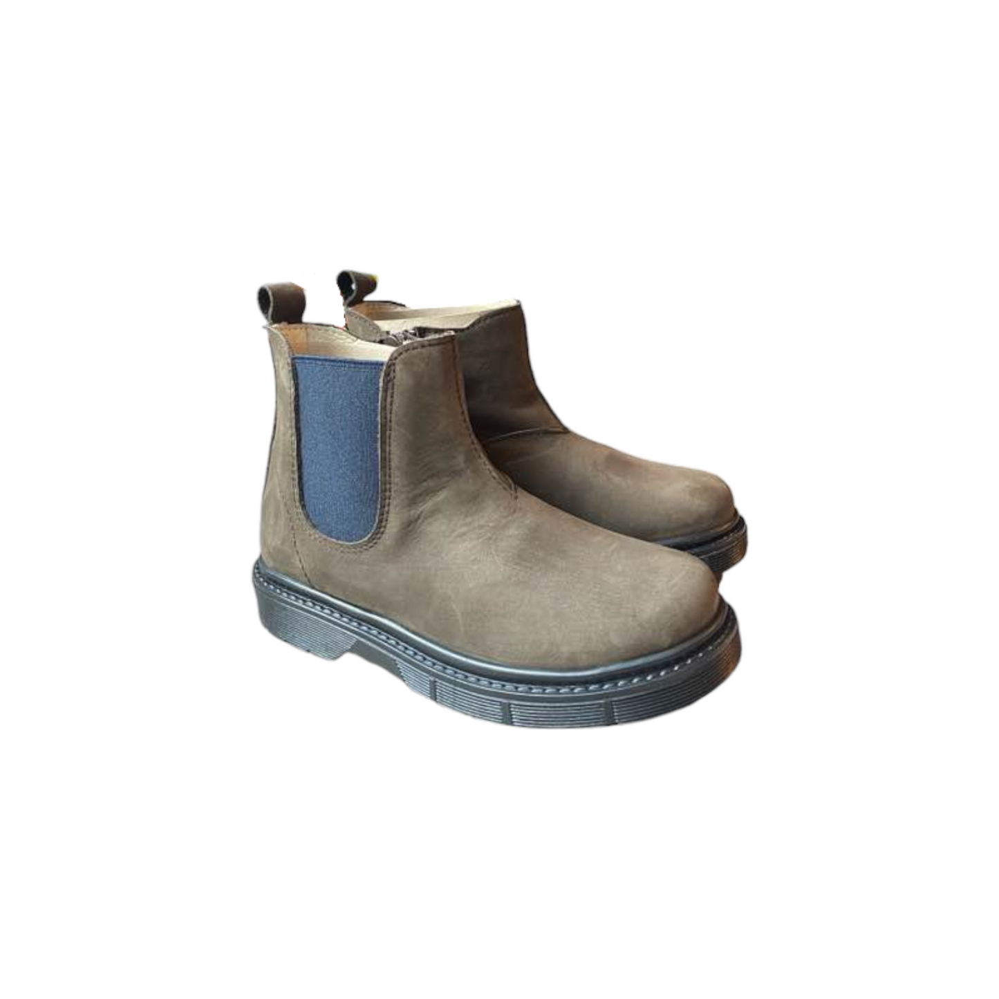 Polacchine nabuk marrone con elastico blu