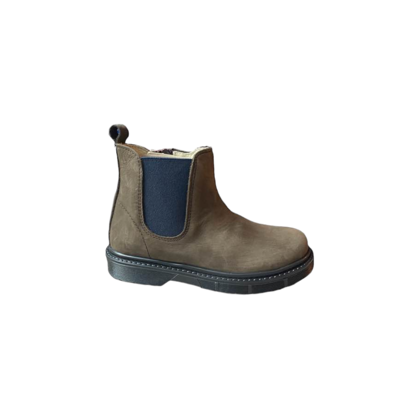 Polacchine nabuk marrone con elastico blu