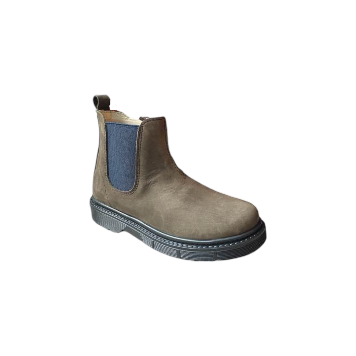 Polacchine nabuk marrone con elastico blu