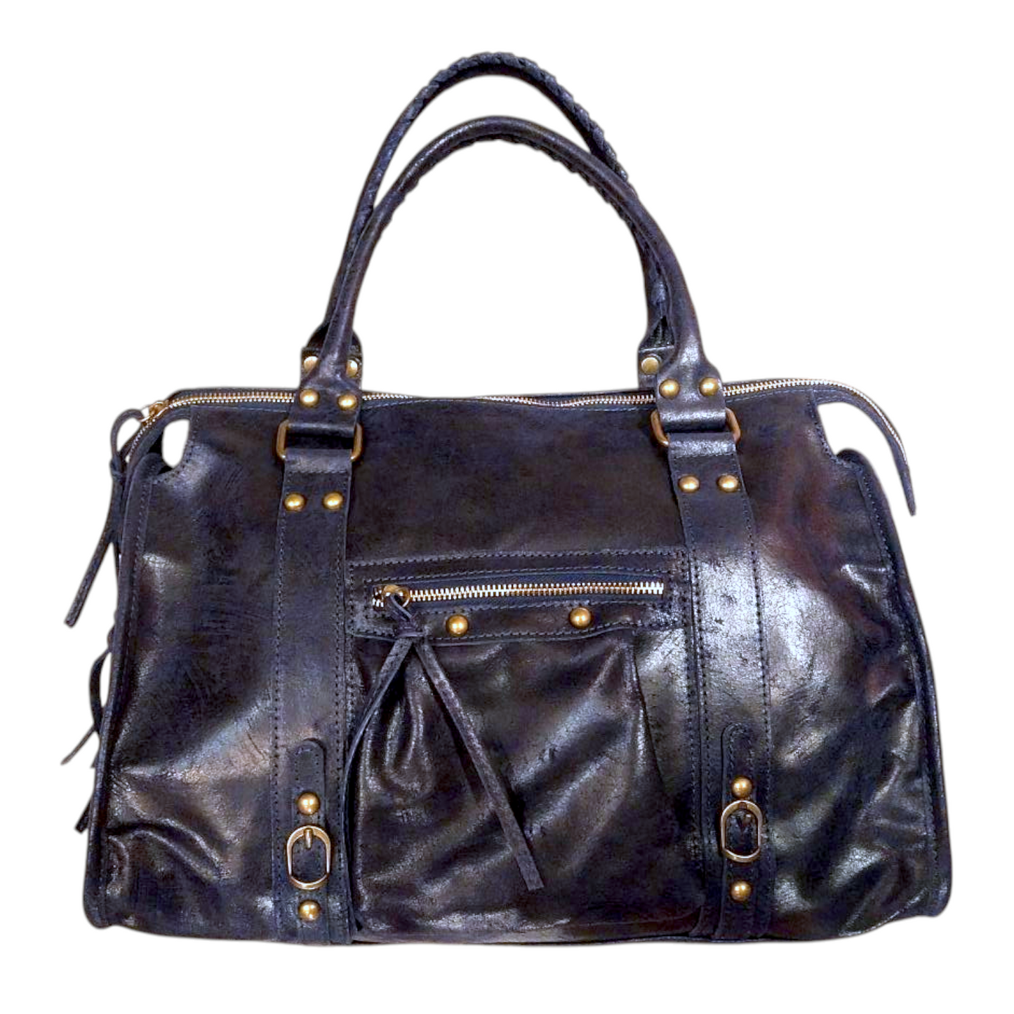 Borsa Maxi Bag pelle graffiata blu scuro