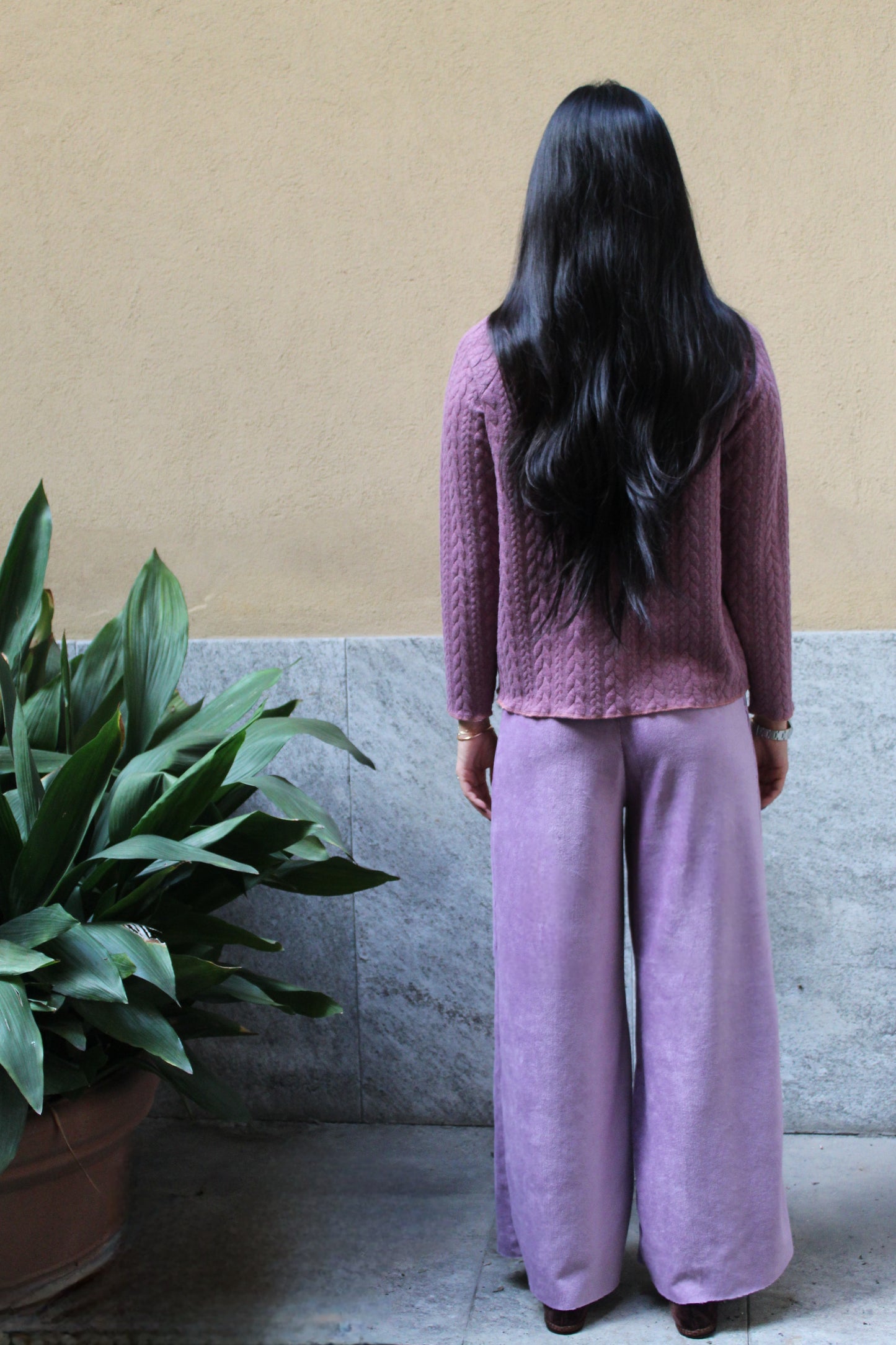 Pantapalazzo velluto a coste lilla