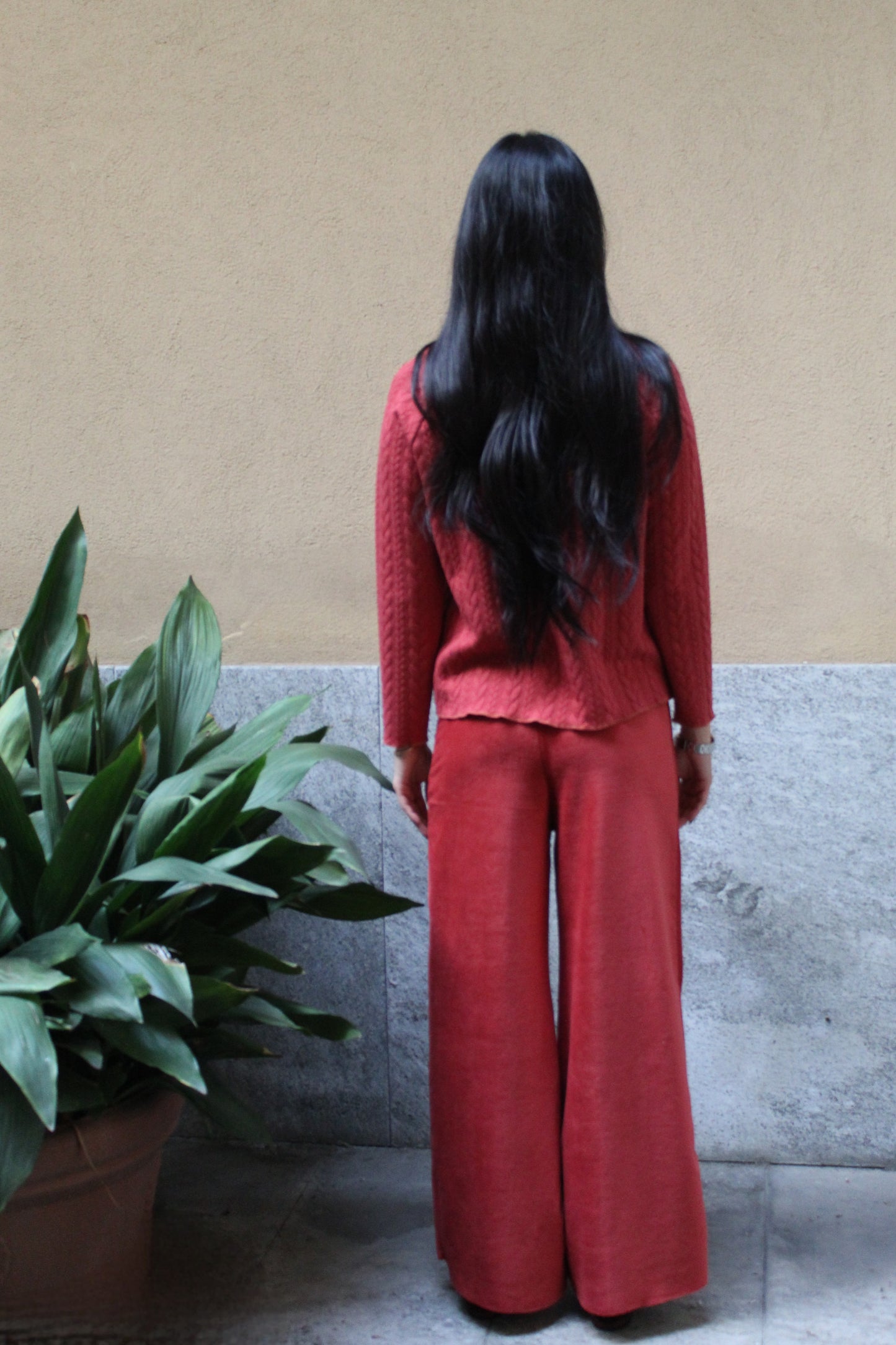 Pantapalazzo velluto a coste ruggine