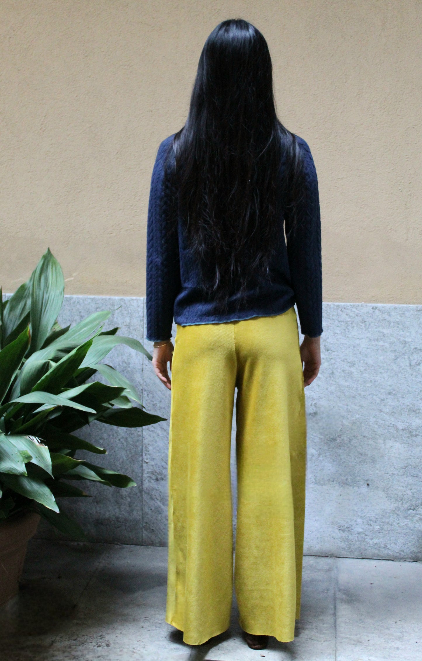 Pantapalazzo velluto a coste giallo