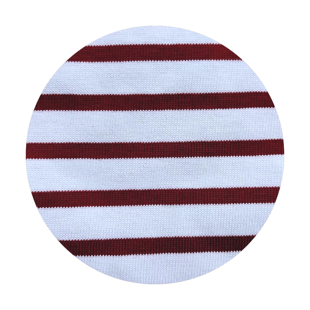 T-shirt bordeaux da donna in cotone con maniche a righe T-shirt bordeaux da donna in cotone con maniche a righe