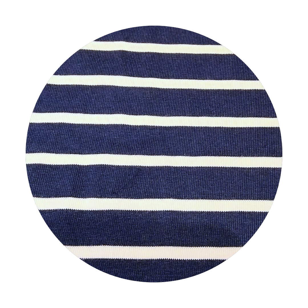 Maglia maniche lunghe righe larghe bianco e blu peso medio