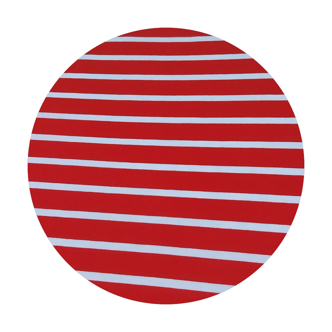 Maglia maniche lunghe righe larghe bianco e rosso peso medio