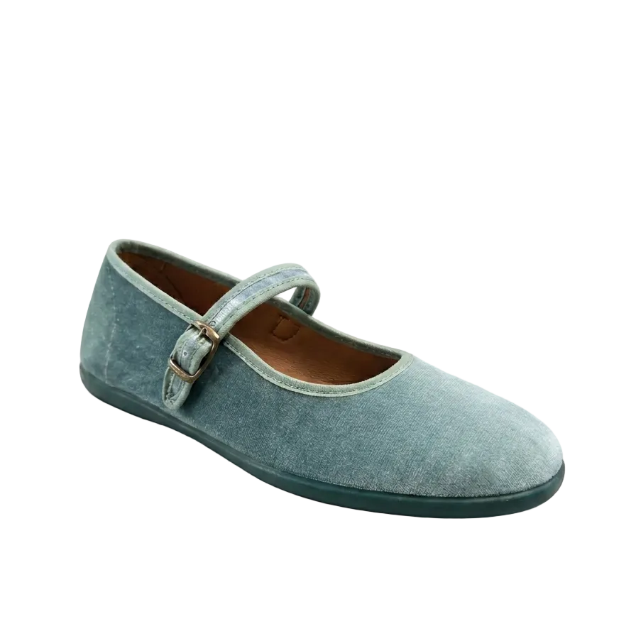 Ballerine in velluto verde salvia